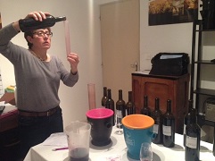 Martine PAGES of Domaine LA BOUYSSE working on her blending  